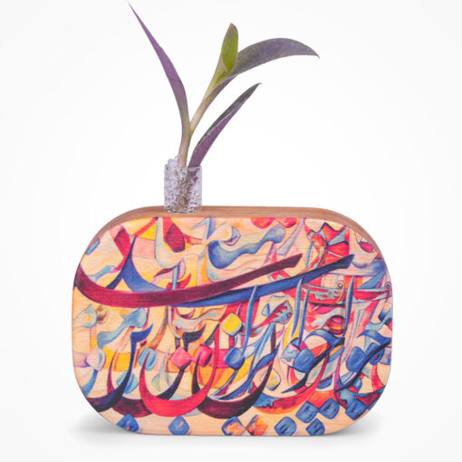 گلدان چوبی طرح سیاه مشق