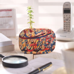 گلدان چوبی طرح سیاه مشق