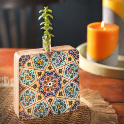 گلدان چوبی طرح کاشی سنتی