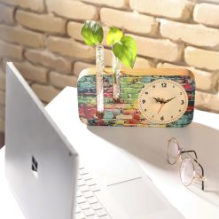 گلدان چوبی طرح آجر رنگی