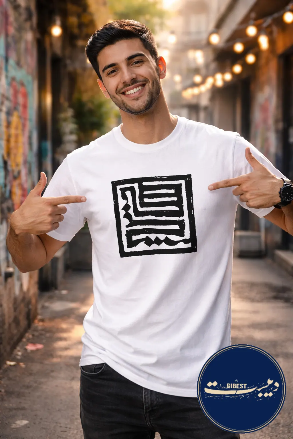 تیشرت سفید مردانه طرح هیچ - دیبست