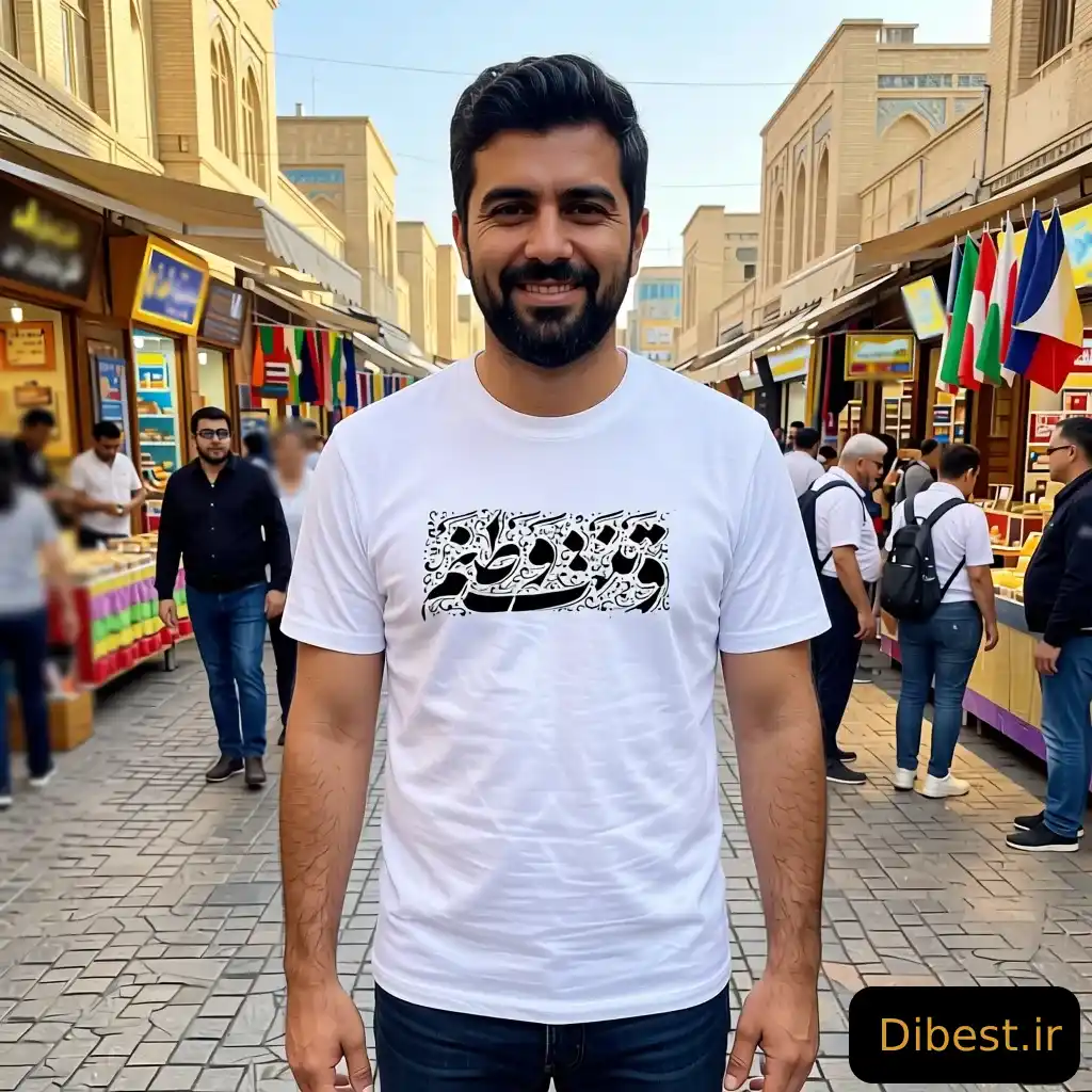 تیشرت مردانه سفید وتنت وطنم